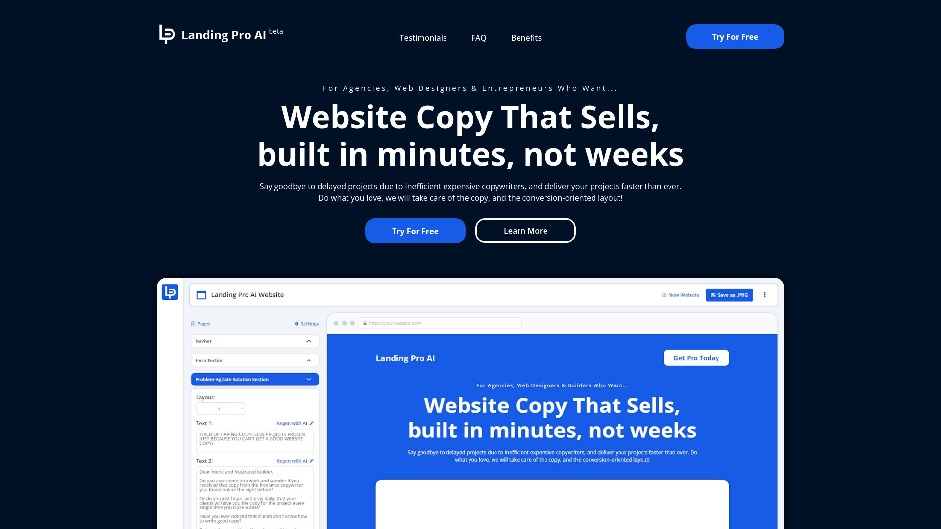 Landing Pro AI startup – AI Copywriting