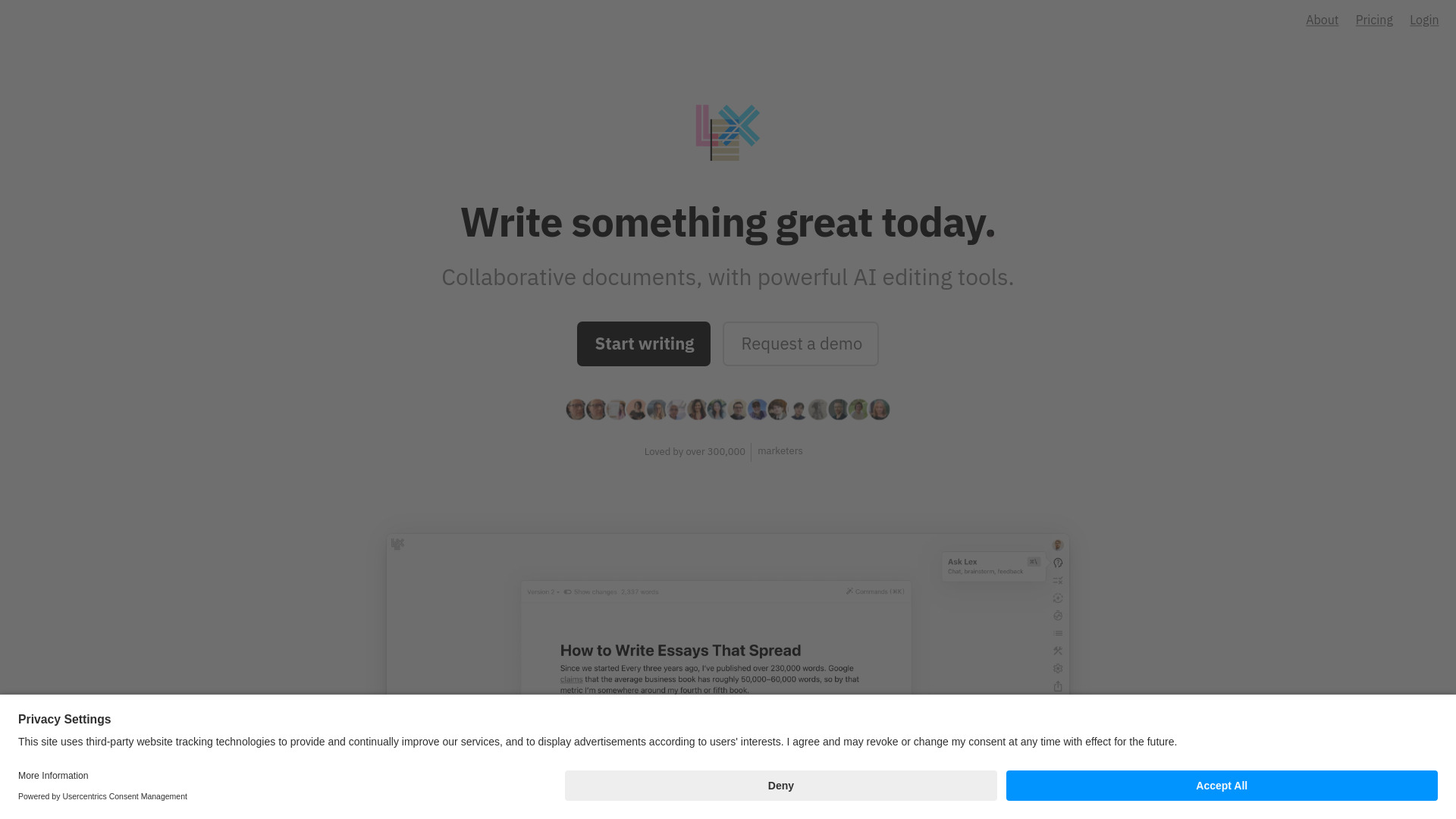 Lex page startup – AI Writing Assistants