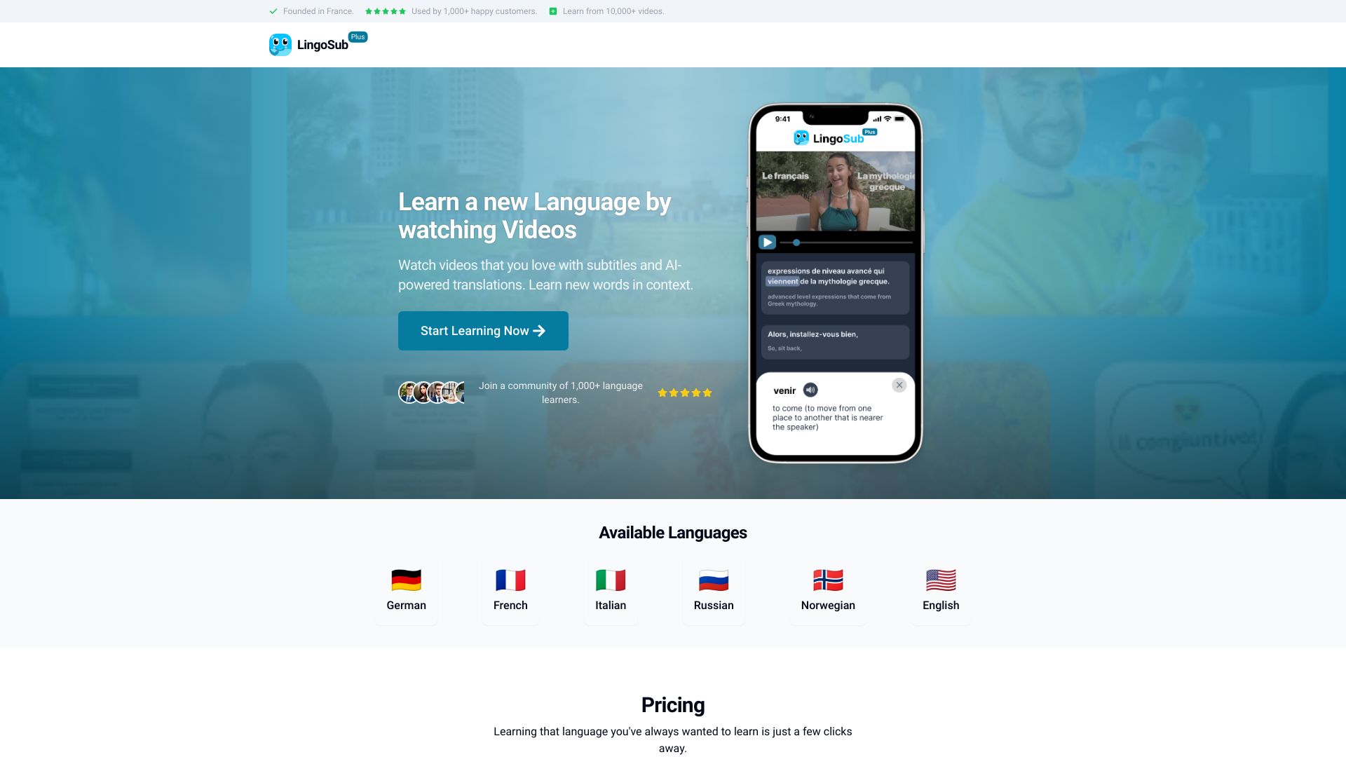 LingoSub startup – AI Language Learning