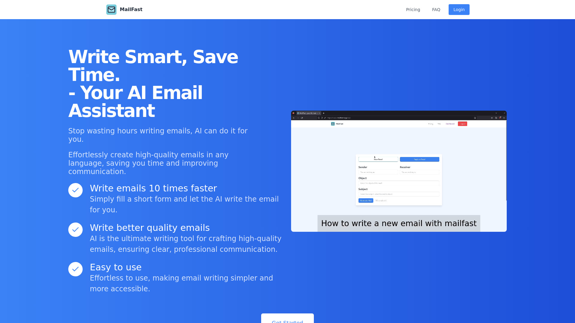 MailFast, your AI email writer startup – AI Email Writer