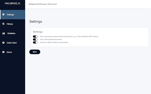 MalwareAI Browser Security startup – AI Detector