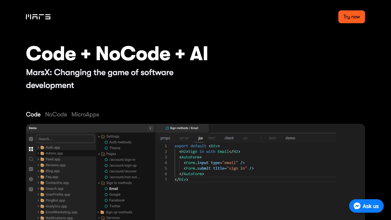 MarsAi startup – No-Code&Low-Code