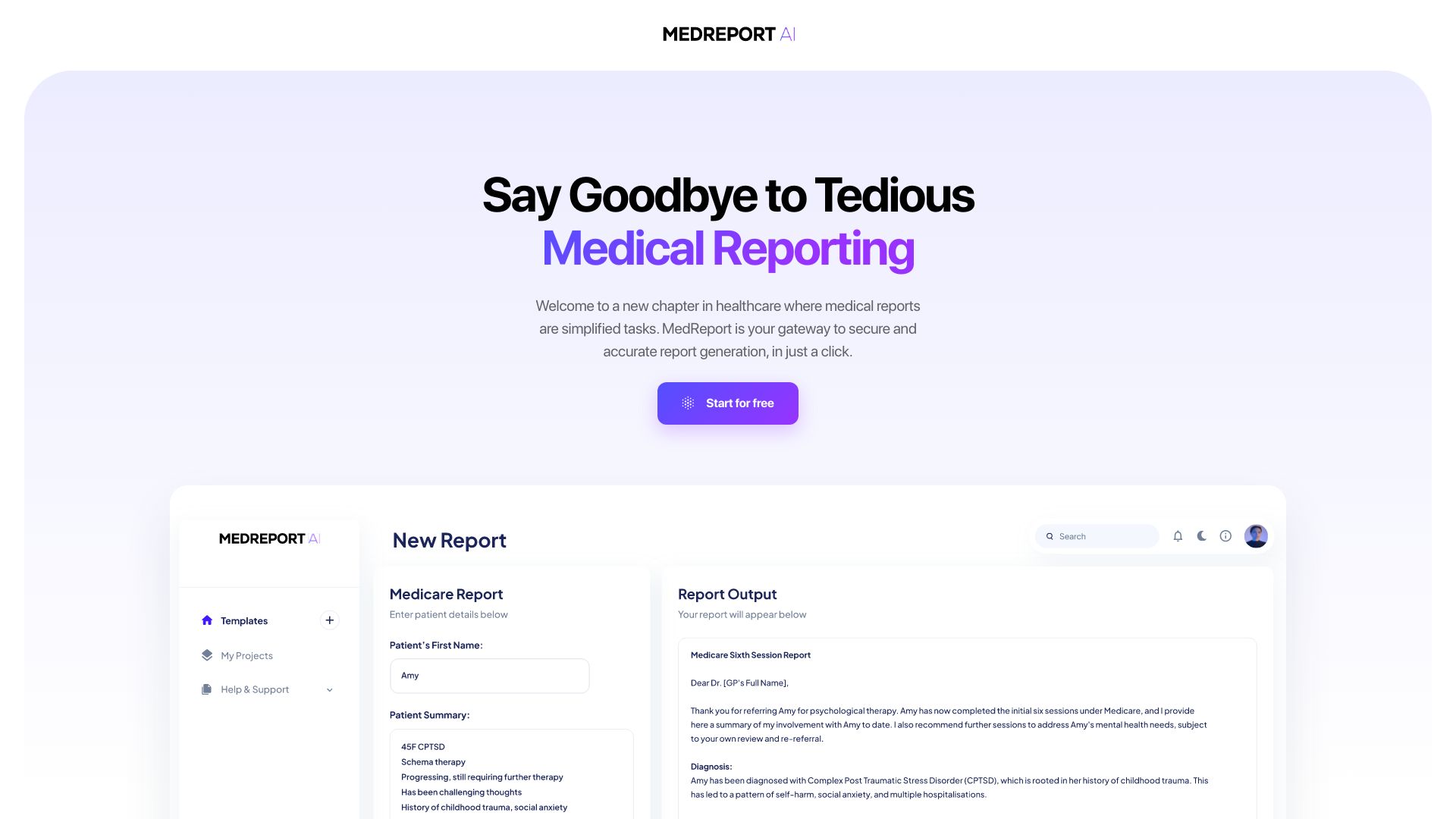 MedReport AI startup – AI Report Generator