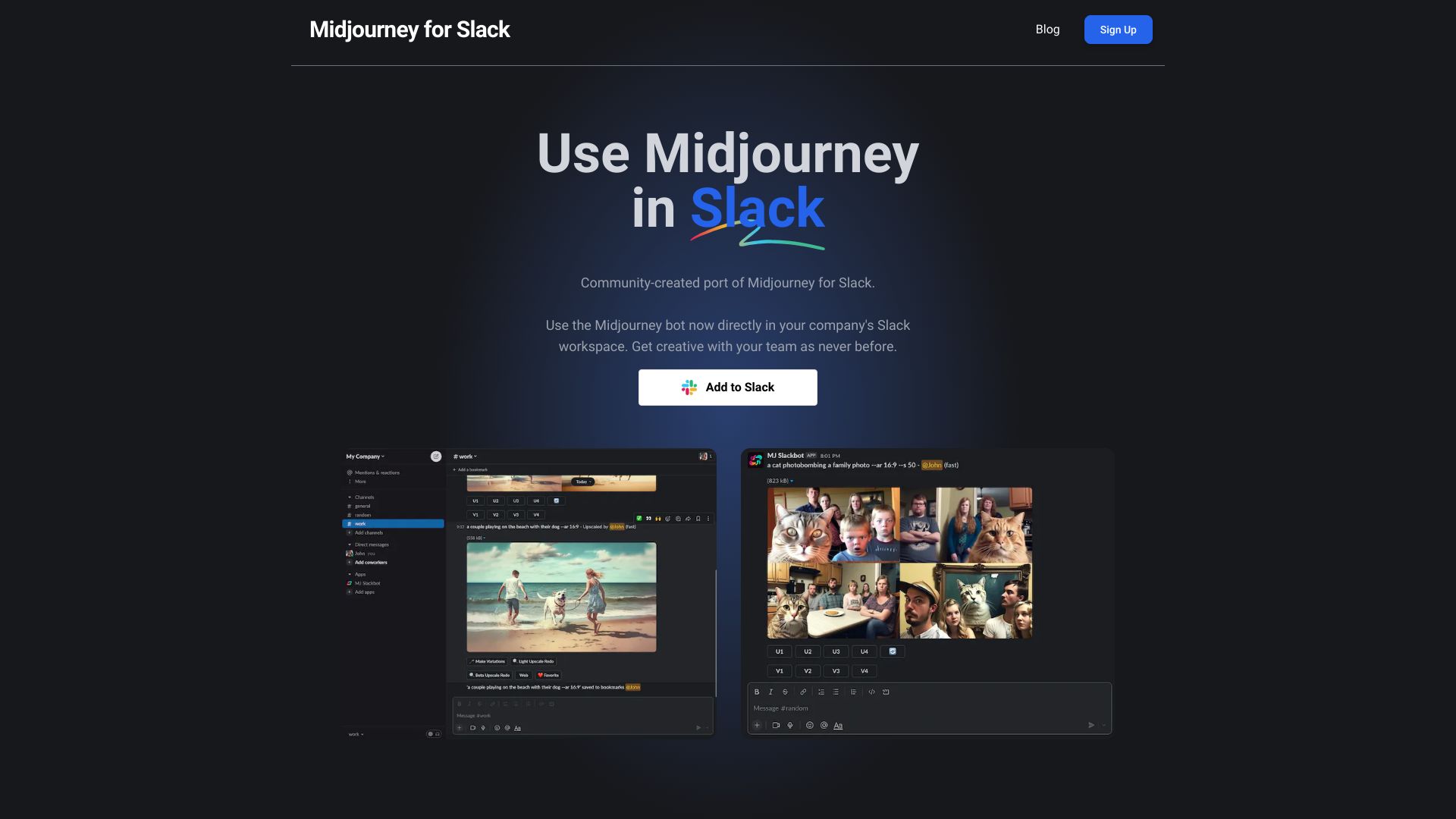 Midjourney for Slack startup – AI Image Generator