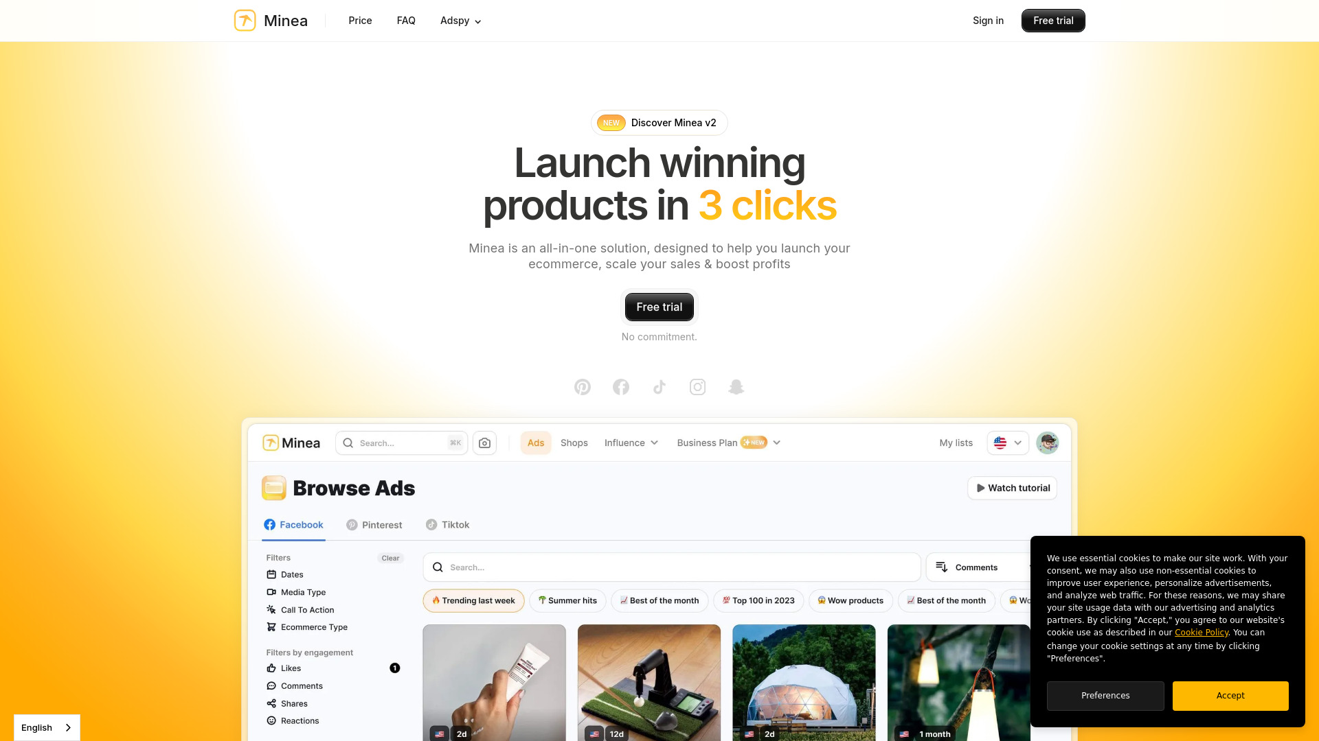 Minea startup – AI Advertising