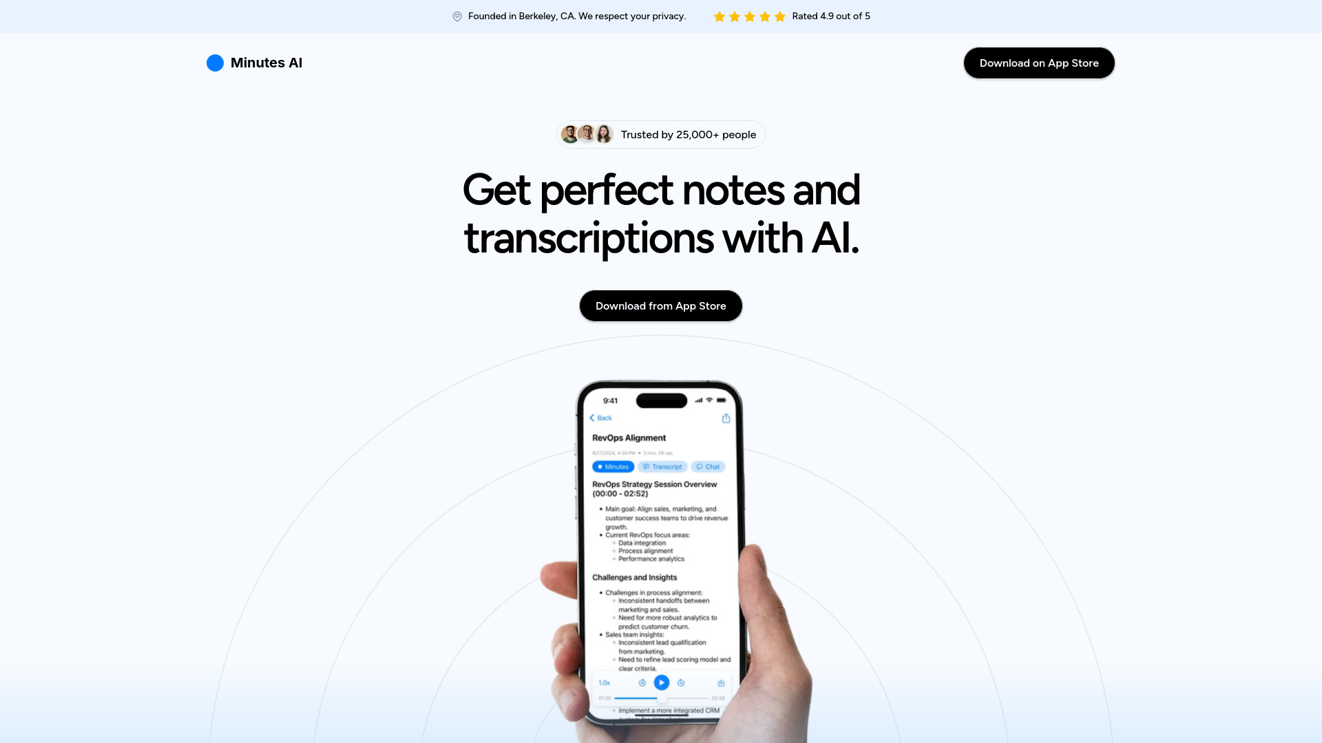 Minutes: AI Meeting Notes & Transcripts startup – AI Note Taker