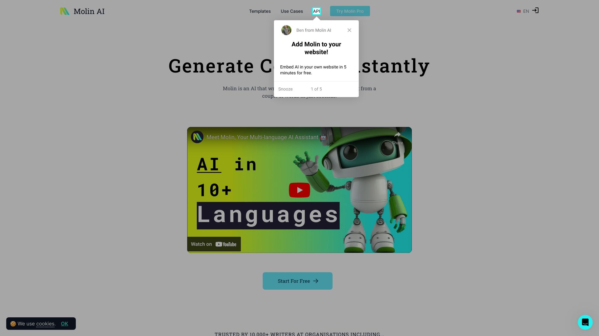 Molin AI startup – AI Customer Service