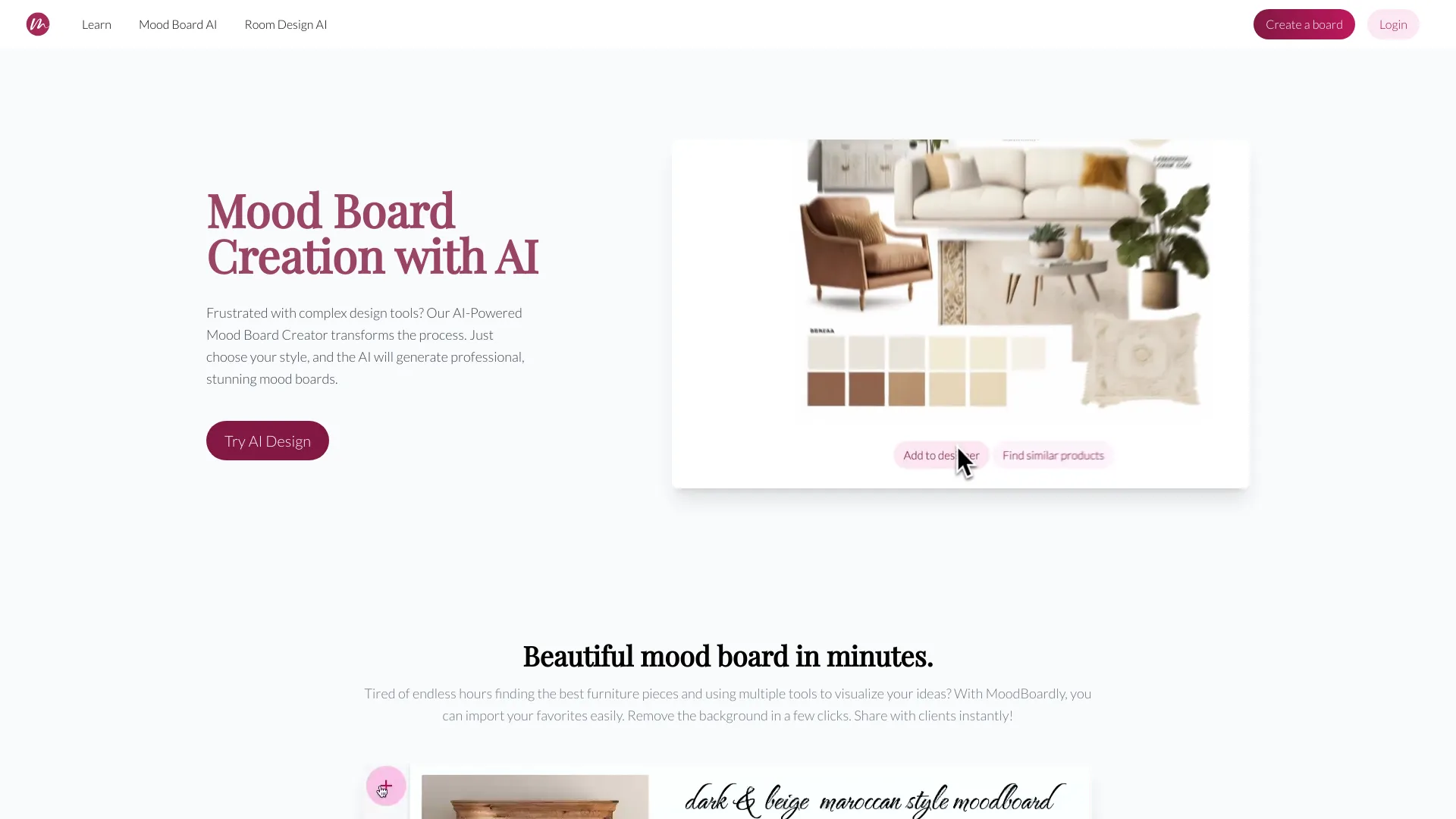 Mood Board AI startup – AI Design Generator