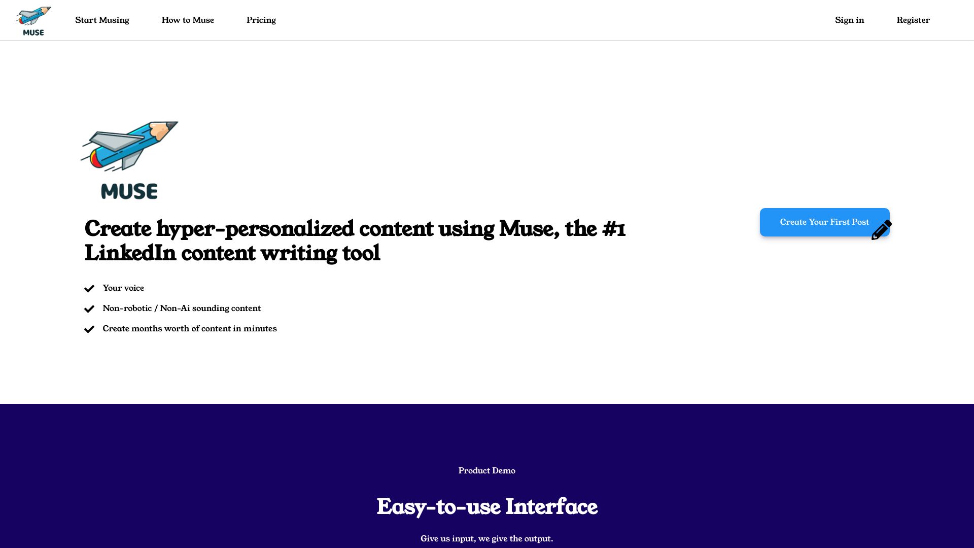 Muse startup – AI Content Generator