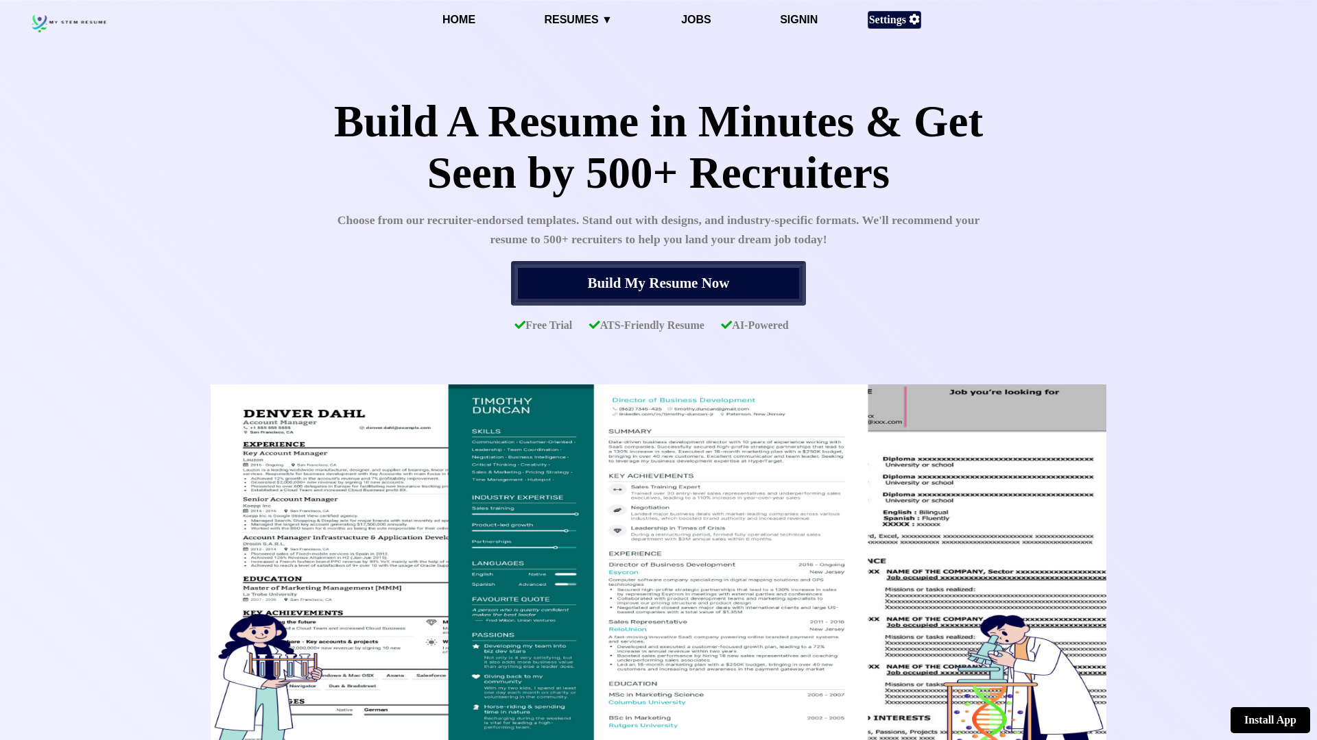 My STEM Resume startup – Resume Builder