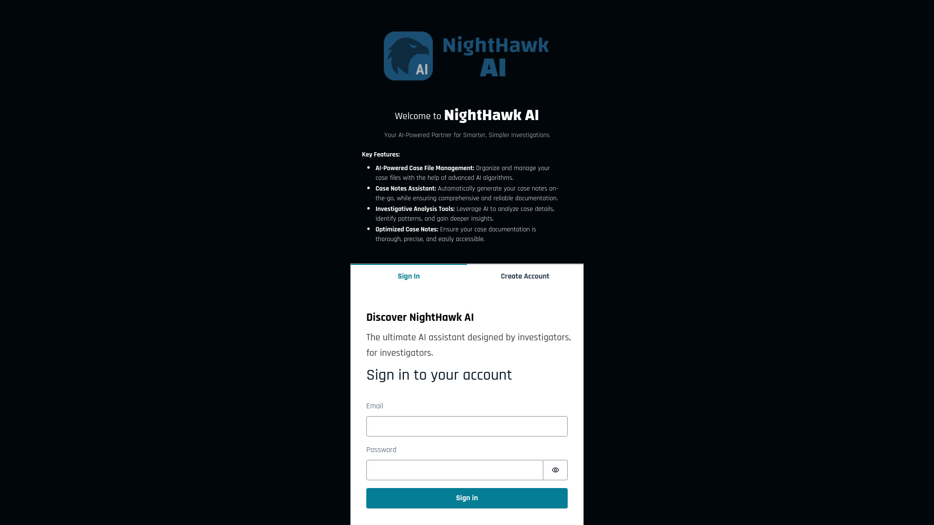 NightHawk - AI for Private Investigators startup – AI Legal Assistant