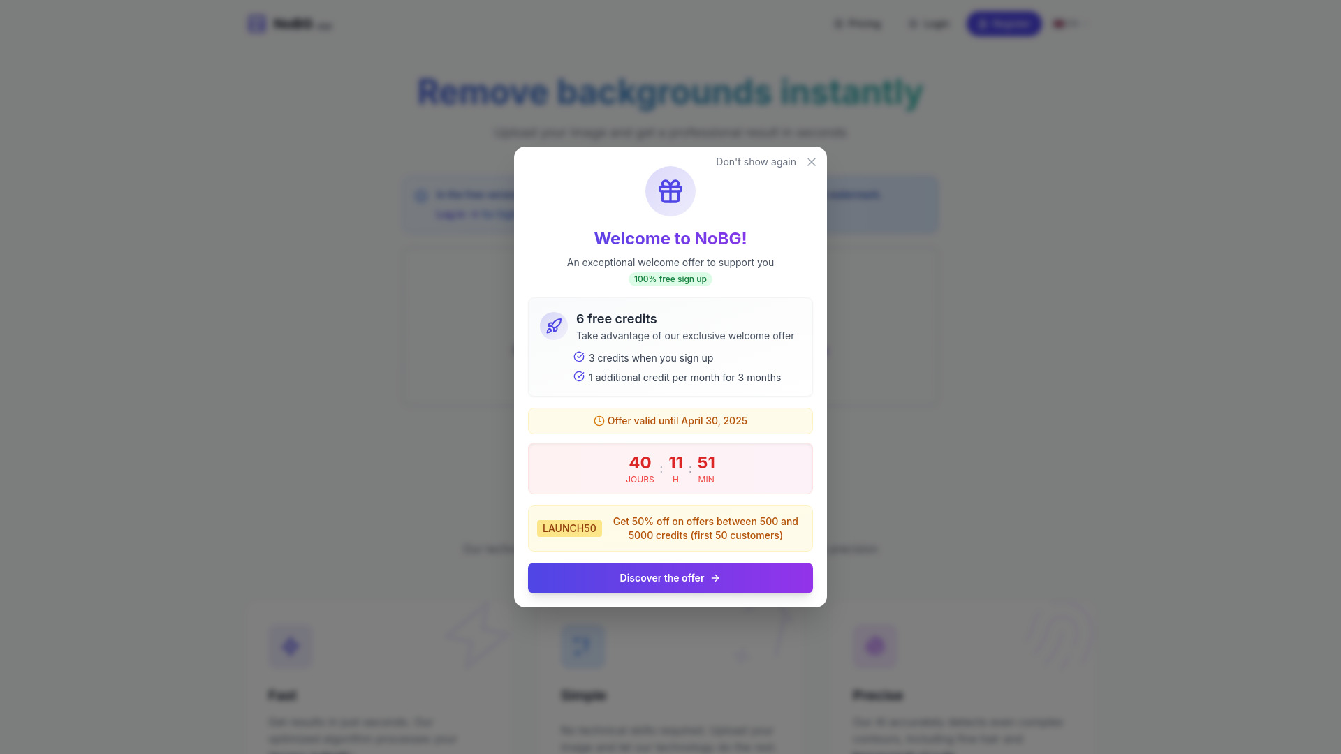NoBG.app startup – AI Background Remover