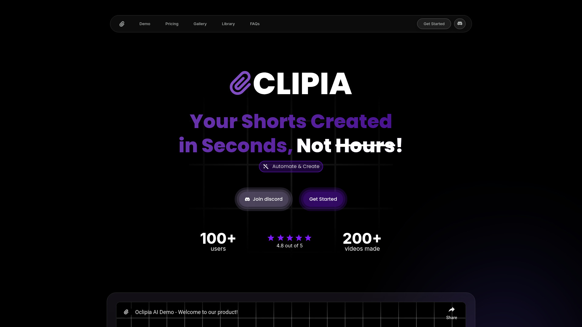 Oclipia AI startup – AI Short Video Generator
