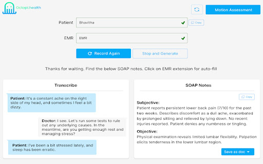Octopi VAX(Virtual Assistant Experience ) startup – AI Healthcare