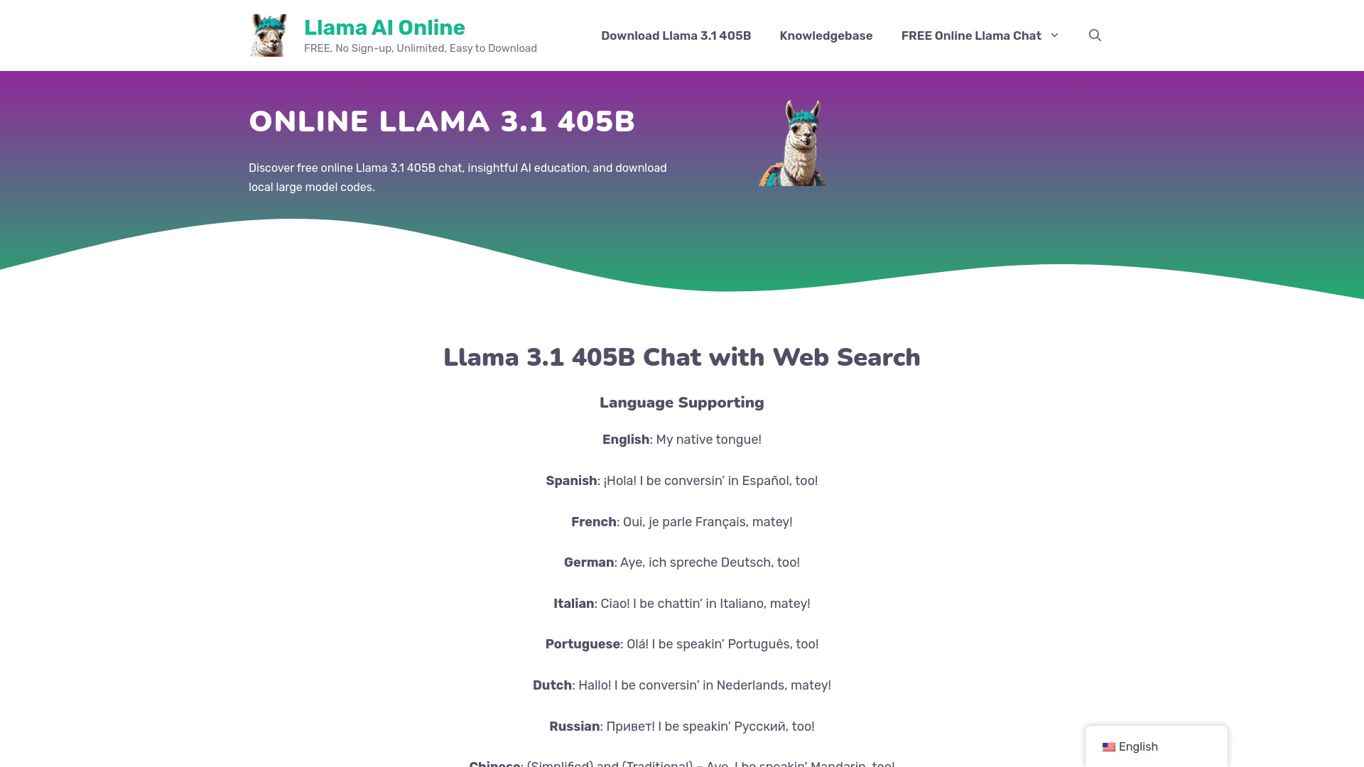 Online Llama 3.1 405B Chat startup – AI Chatbot