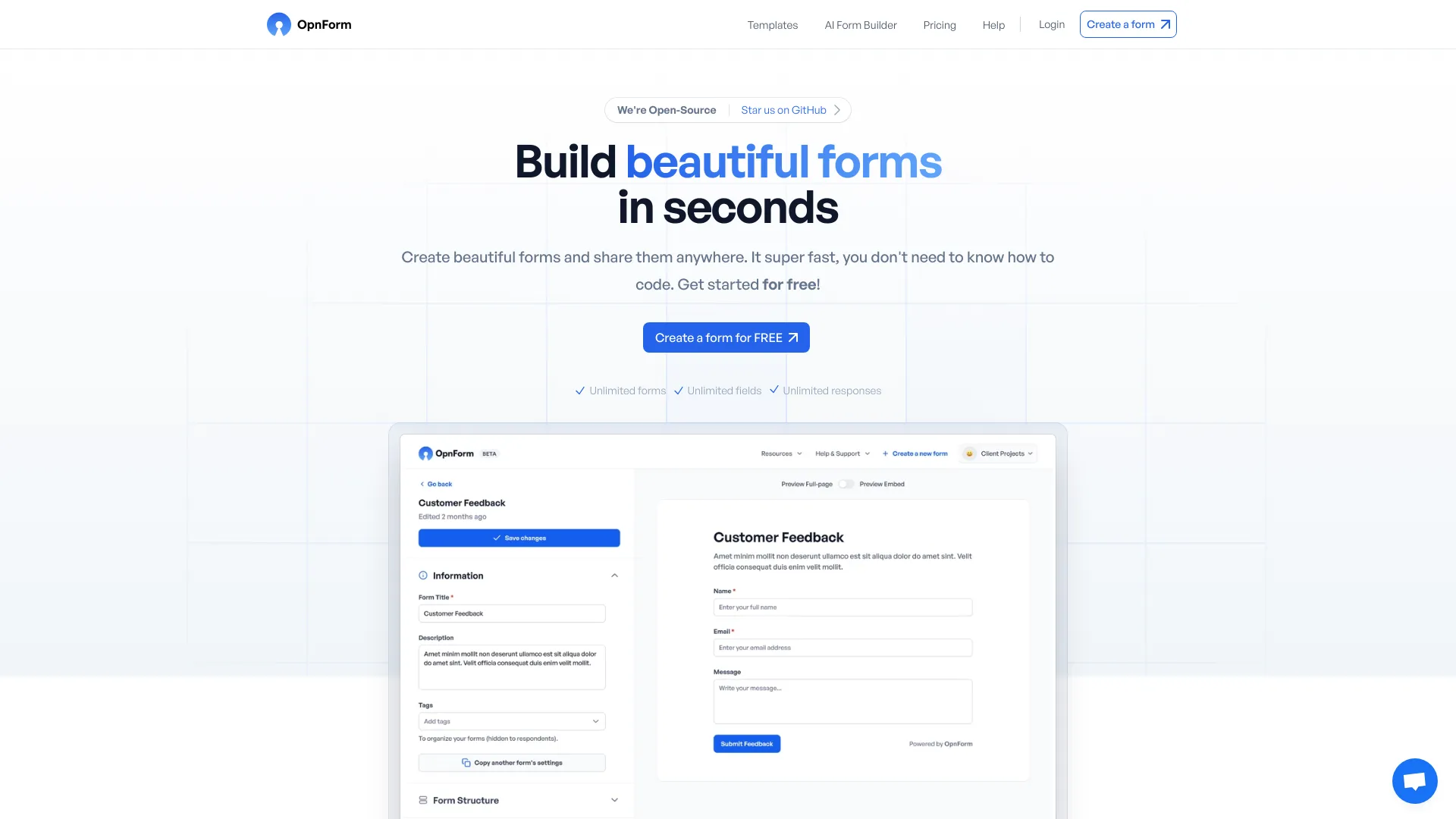 OpnForm startup – AI Forms & Surveys