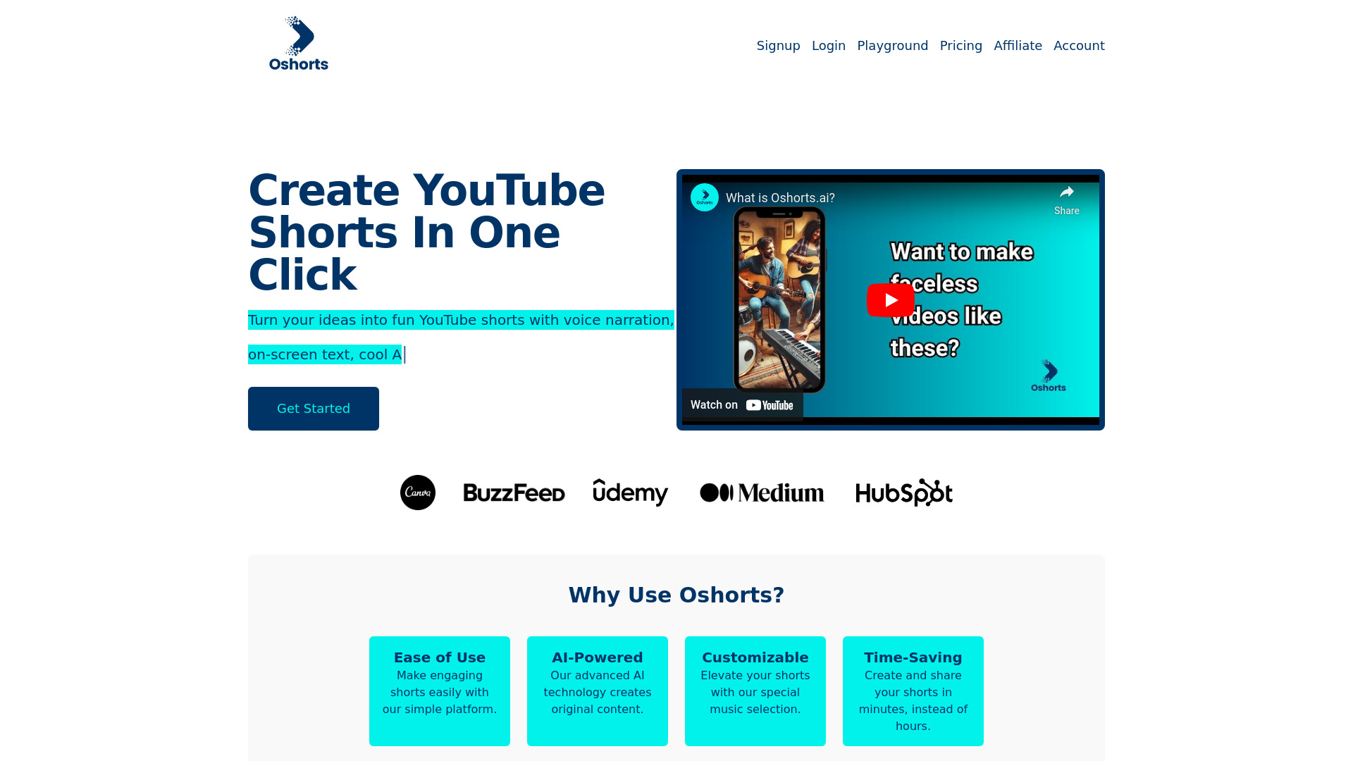 Oshorts startup – AI Short Video Generator