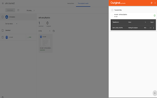 Ouriginal for Google Classroom Extension startup – AI Plagiarism Checker
