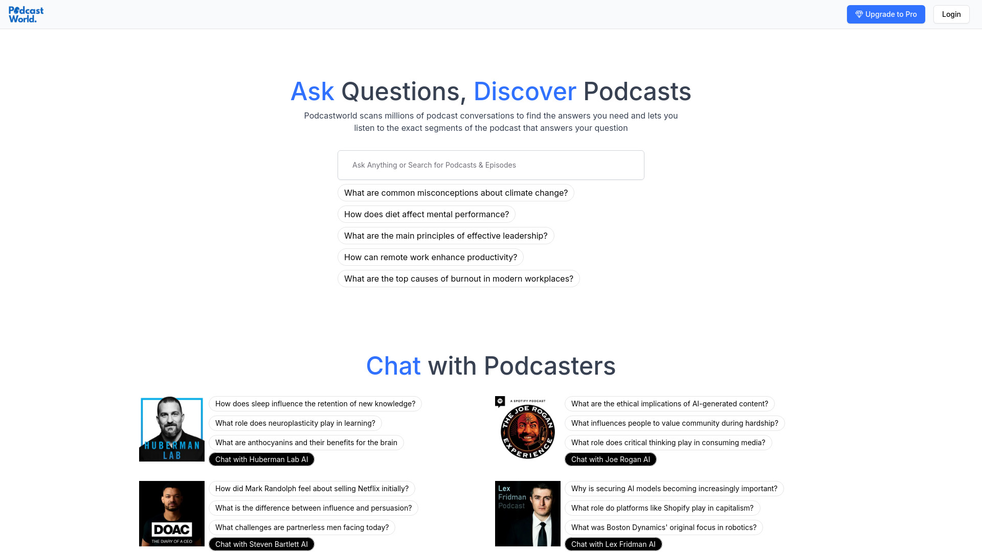 Podcastworld.io- Perplexity for Podcasts startup – AI Podcast