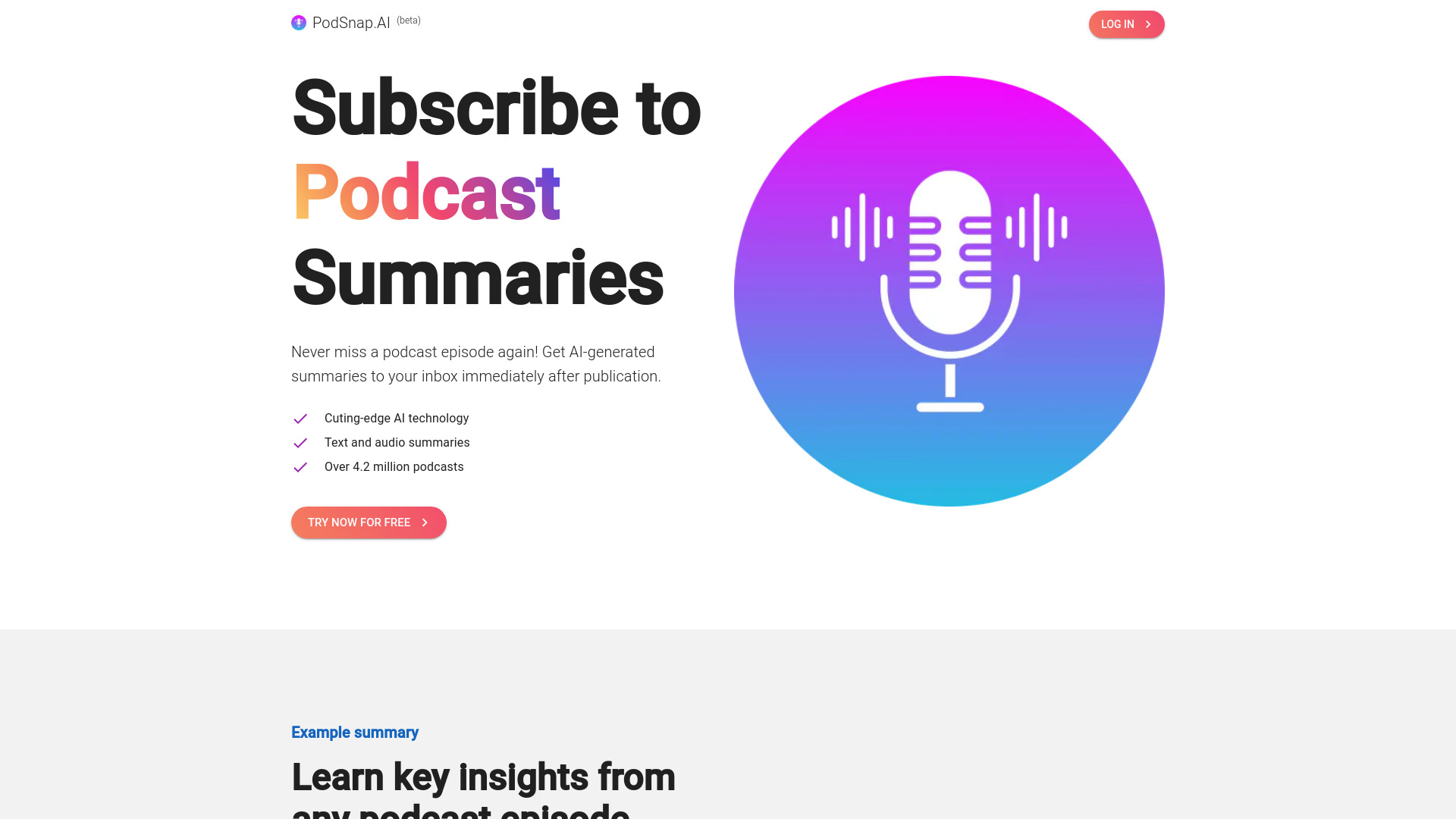 PodSnap.AI startup – AI Summarizer