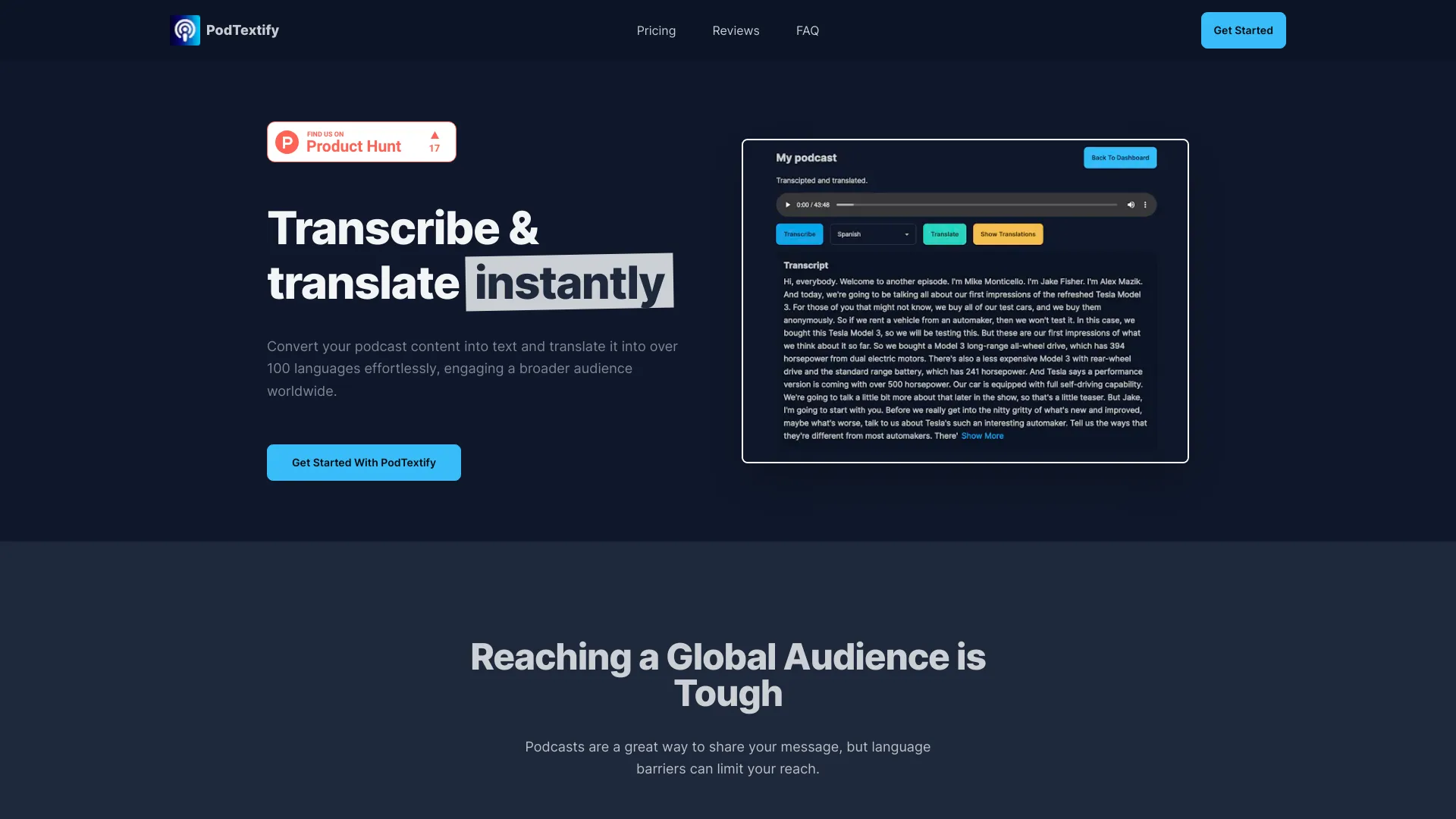 PodTextify startup – AI Transcription
