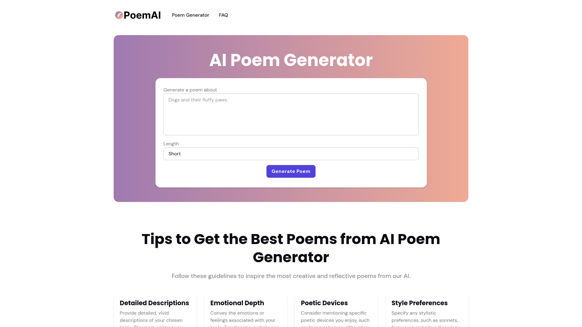 PoemAI startup – AI Poem Generator