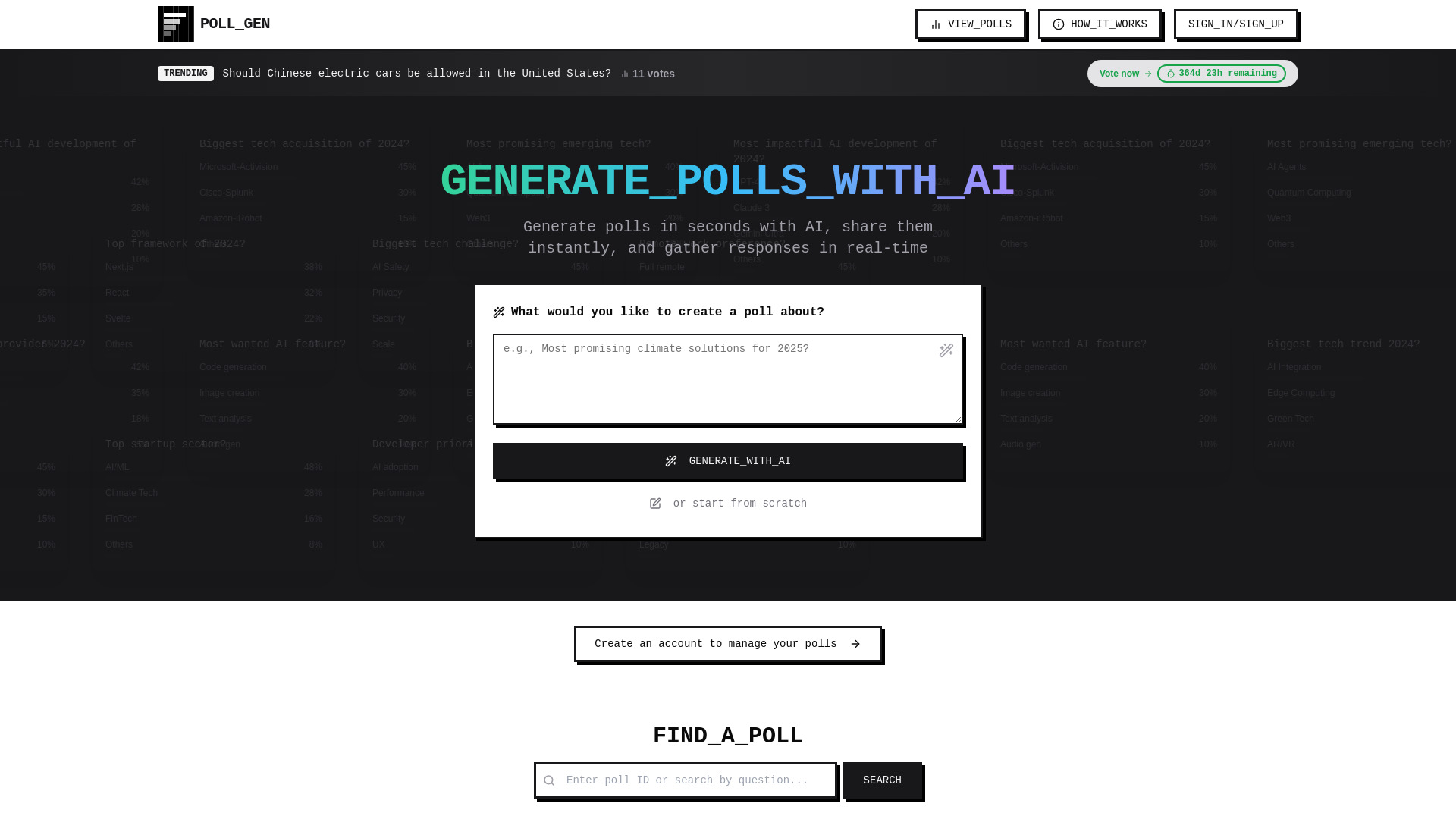 Poll Gen startup – AI Question Generator