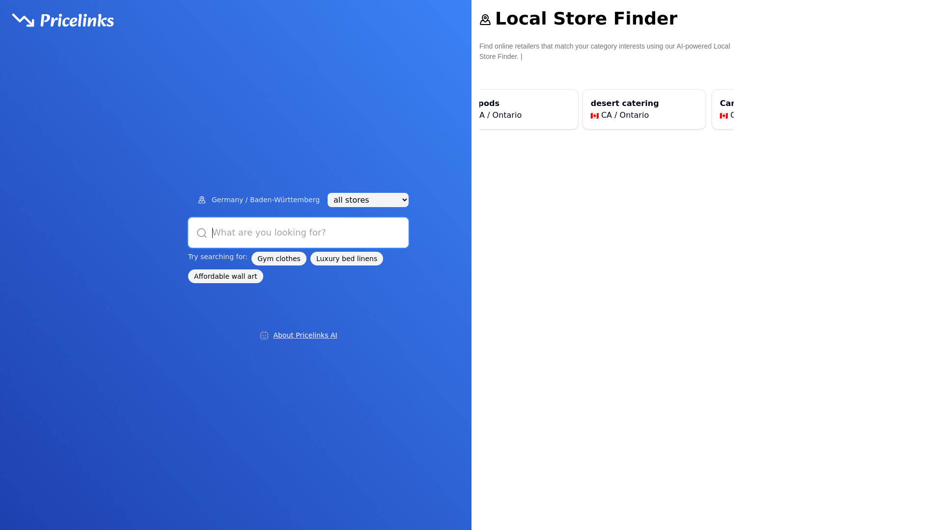 Pricelinks startup – AI Search Engine