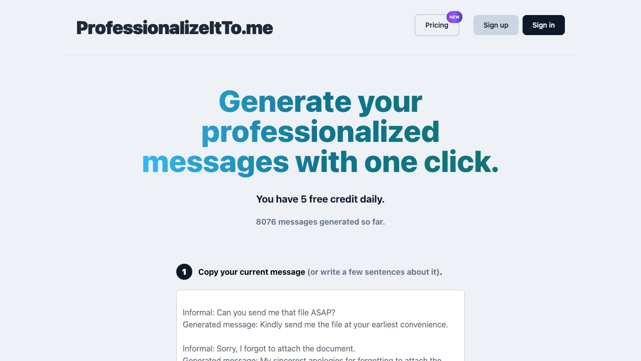 Professionalize It To Me startup – Cover Letter Generator
