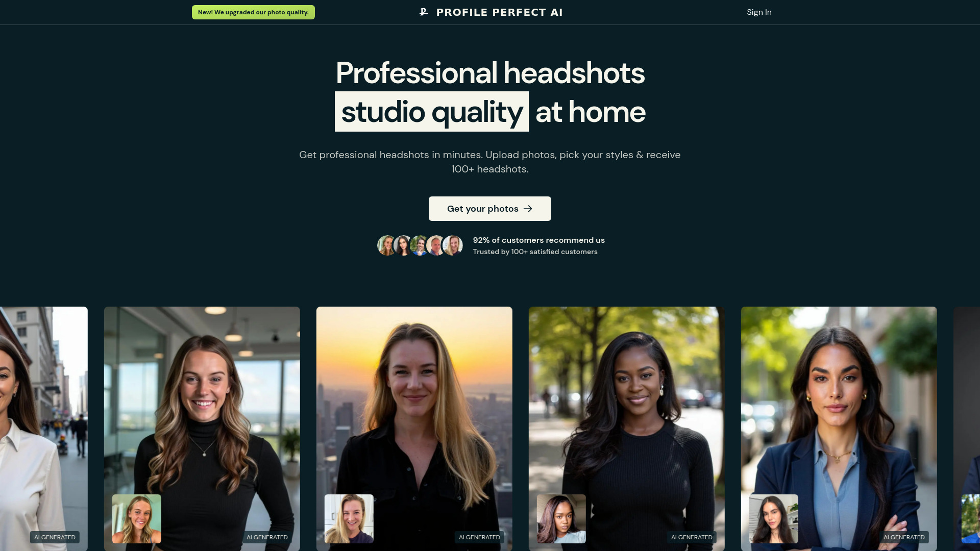 Profile Perfect AI startup – AI Headshot Generator
