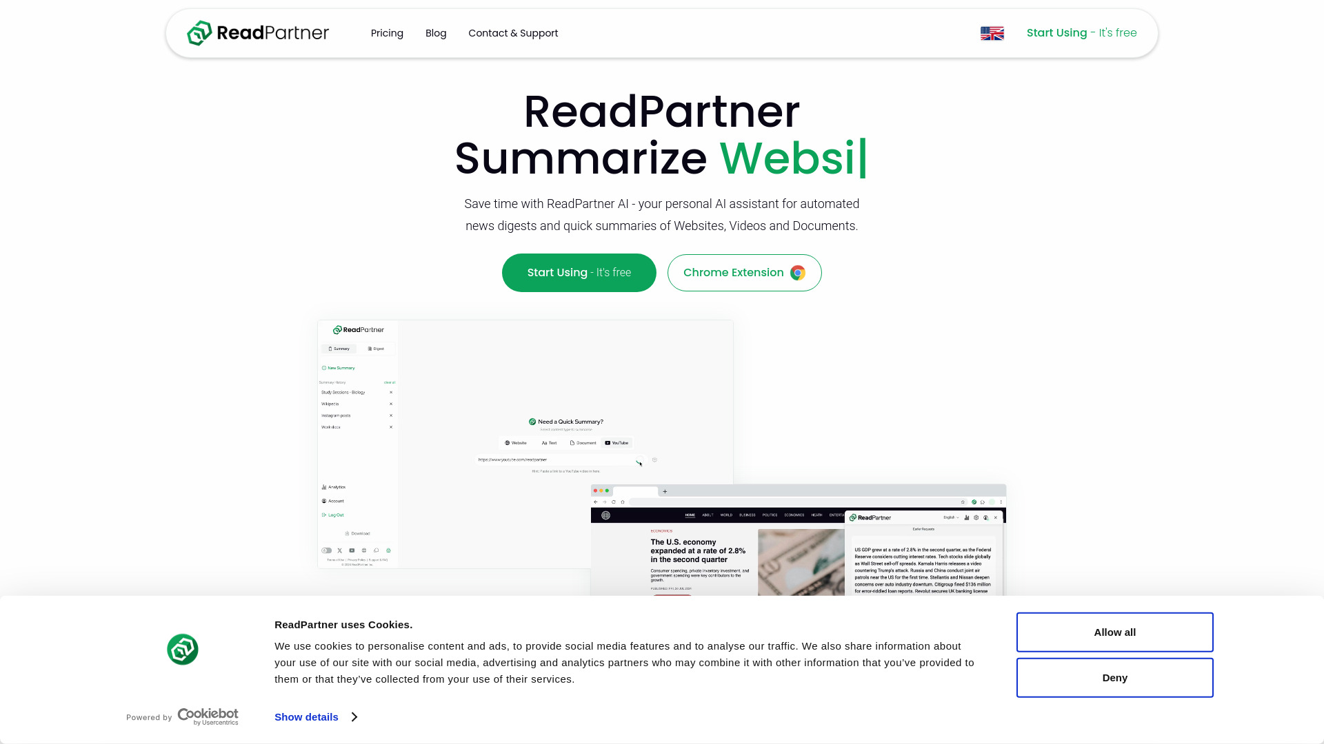 ReadPartner AI 1.0 - Portal + Extension startup – AI Summarizer