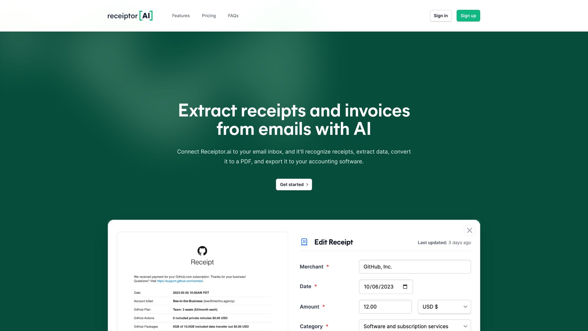 Receiptor.ai startup – AI Accounting Assistant
