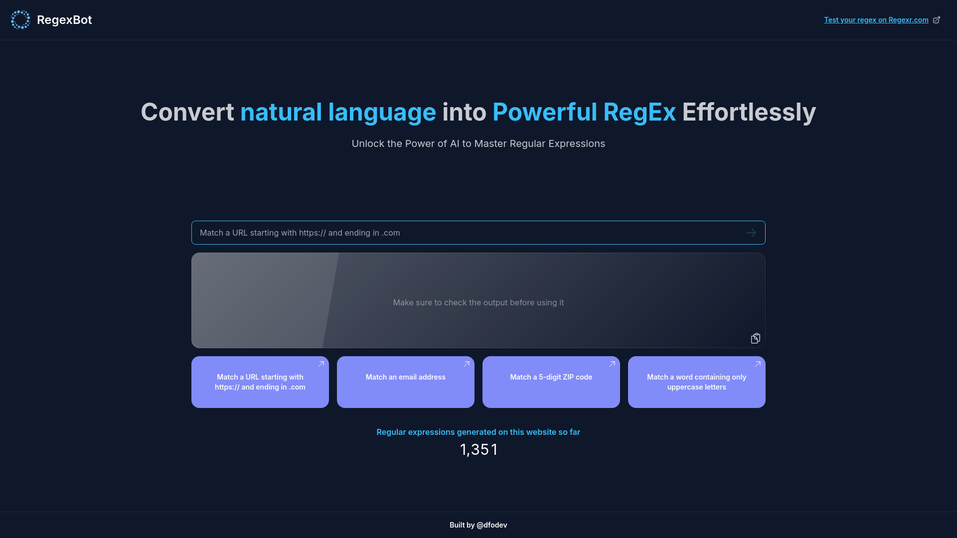 RegexBot startup – AI Code Generator