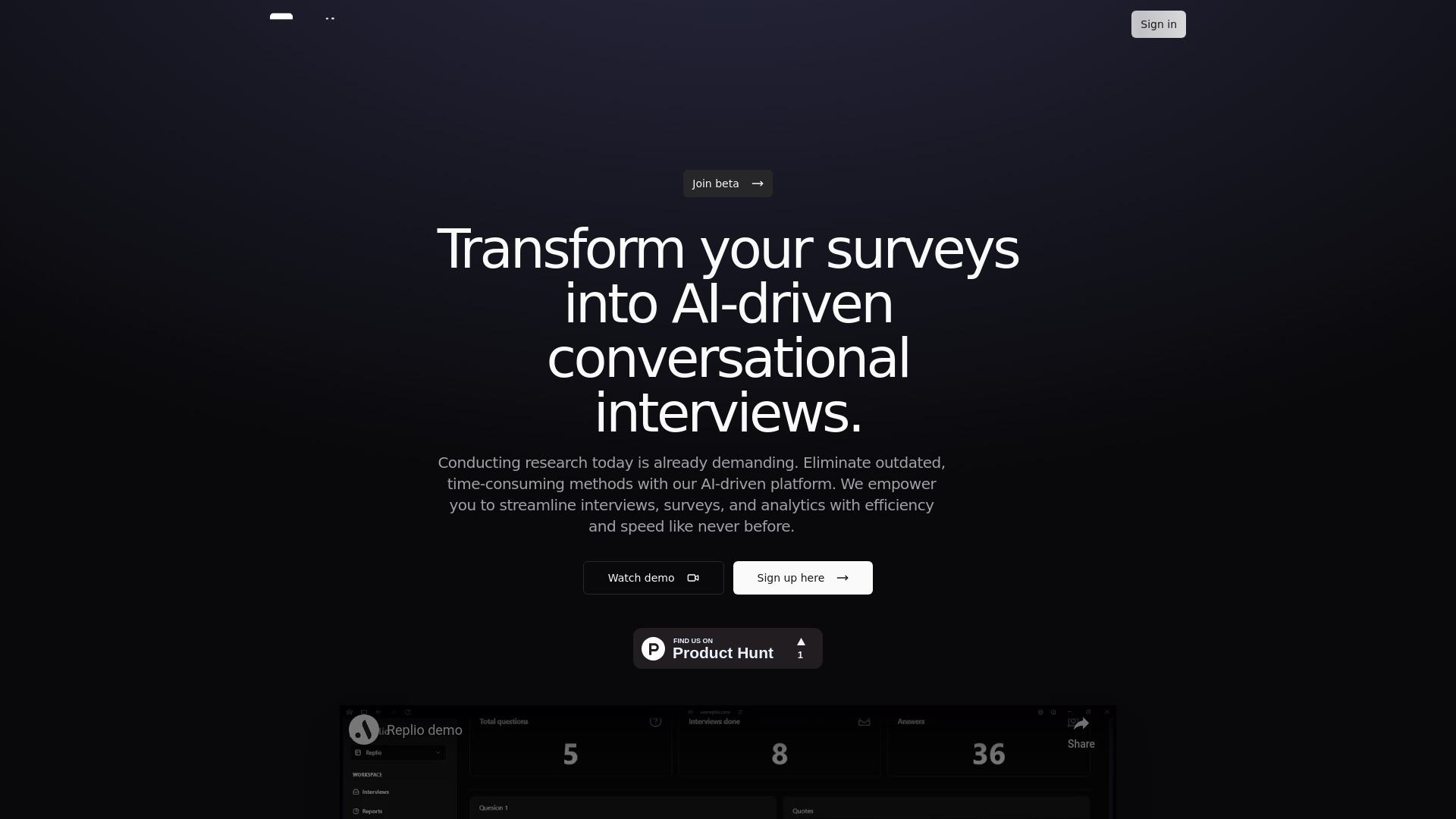 Replio startup – AI Research Tool