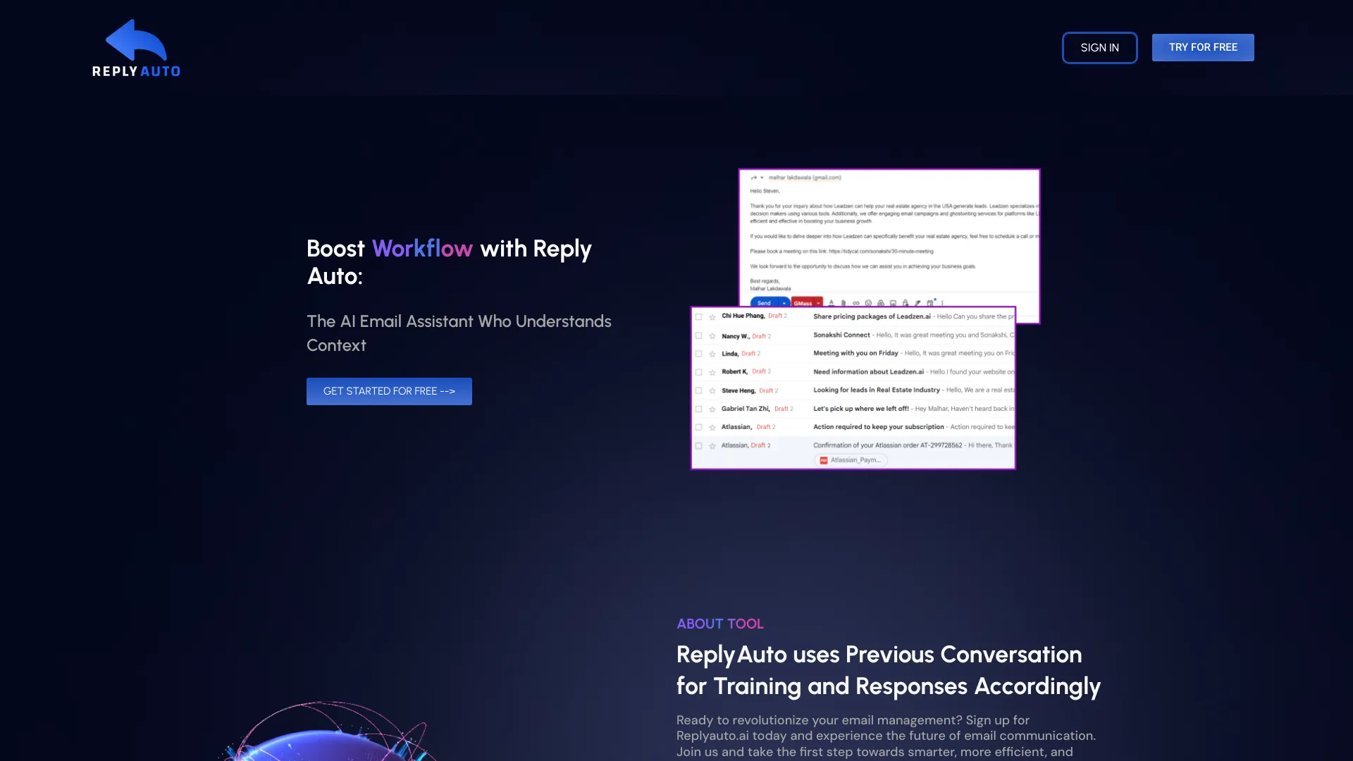 ReplyAuto.ai startup – AI Email Assistant