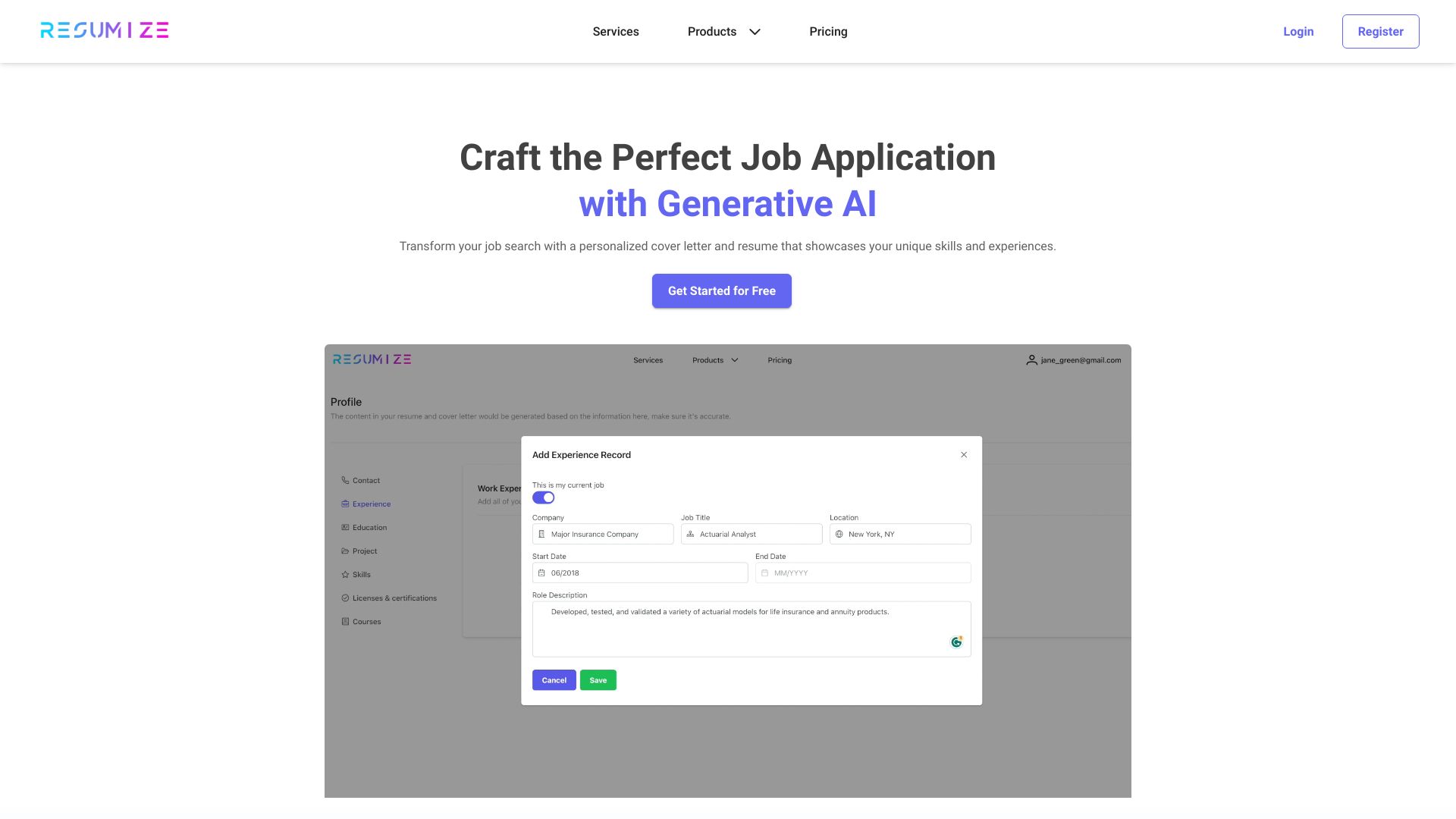 Resumize AI startup – Resume Builder