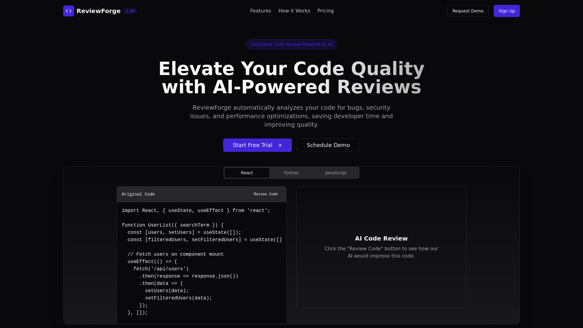 ReviewForge startup – AI Code Review