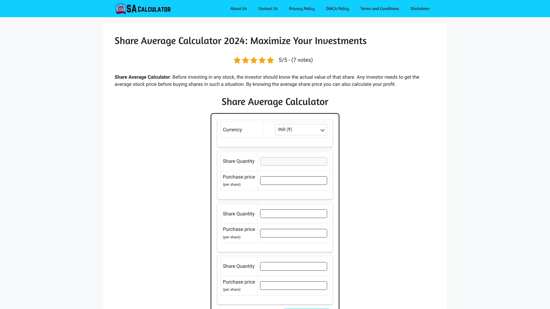 Share Average Calculator startup – Other
