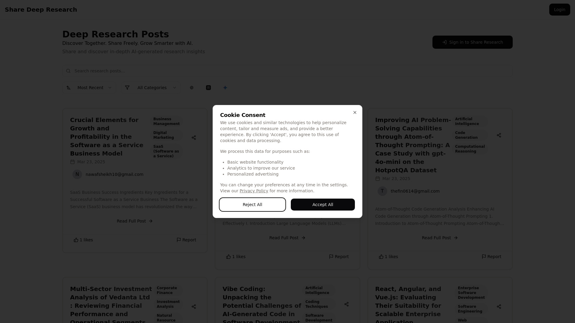 Share Deep Research startup – AI Research Tool