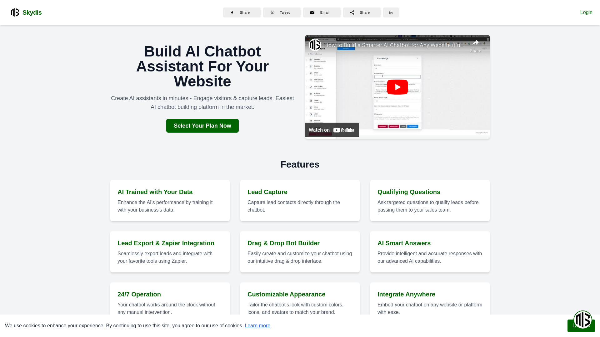 Skydis - AI Chatbot Builder for Websites startup – AI Chatbot