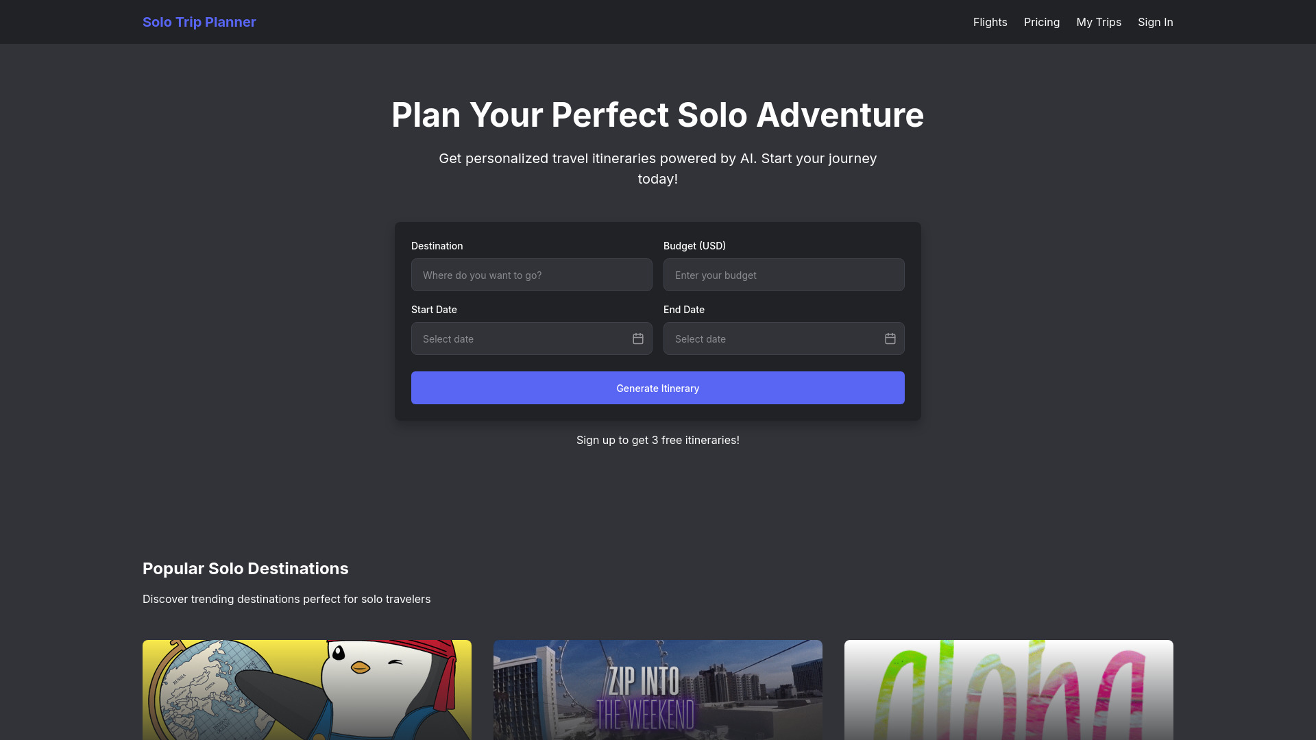 Solo Trip Planner startup – AI Trip Planner