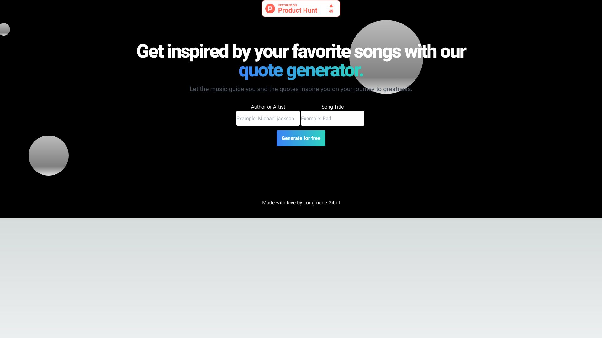 Song Words startup – Quotes Generator