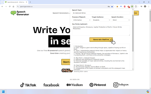 Speech Outline Generator startup – AI Outline Generator