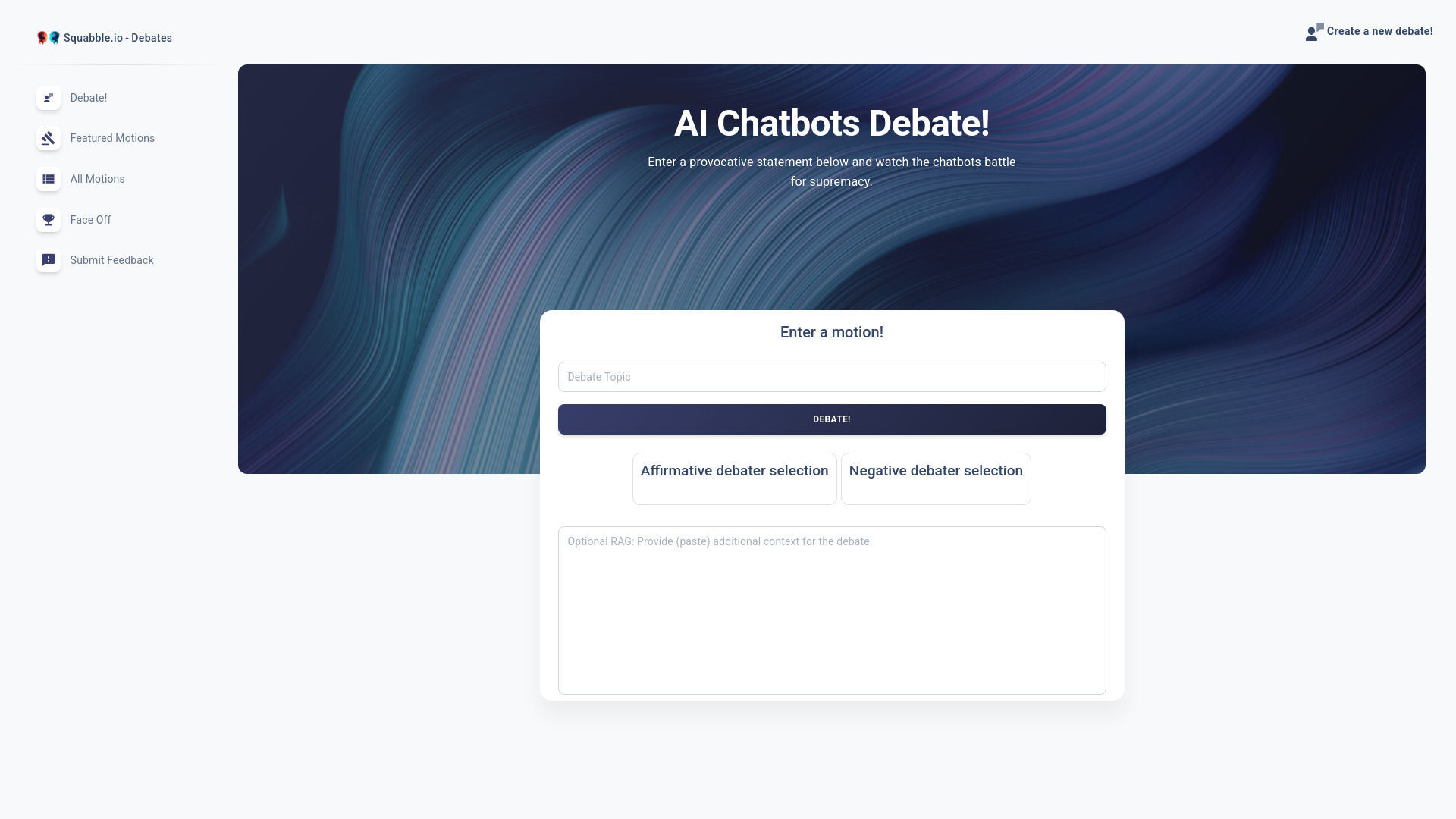 Squabble AI Debates startup – AI Agent