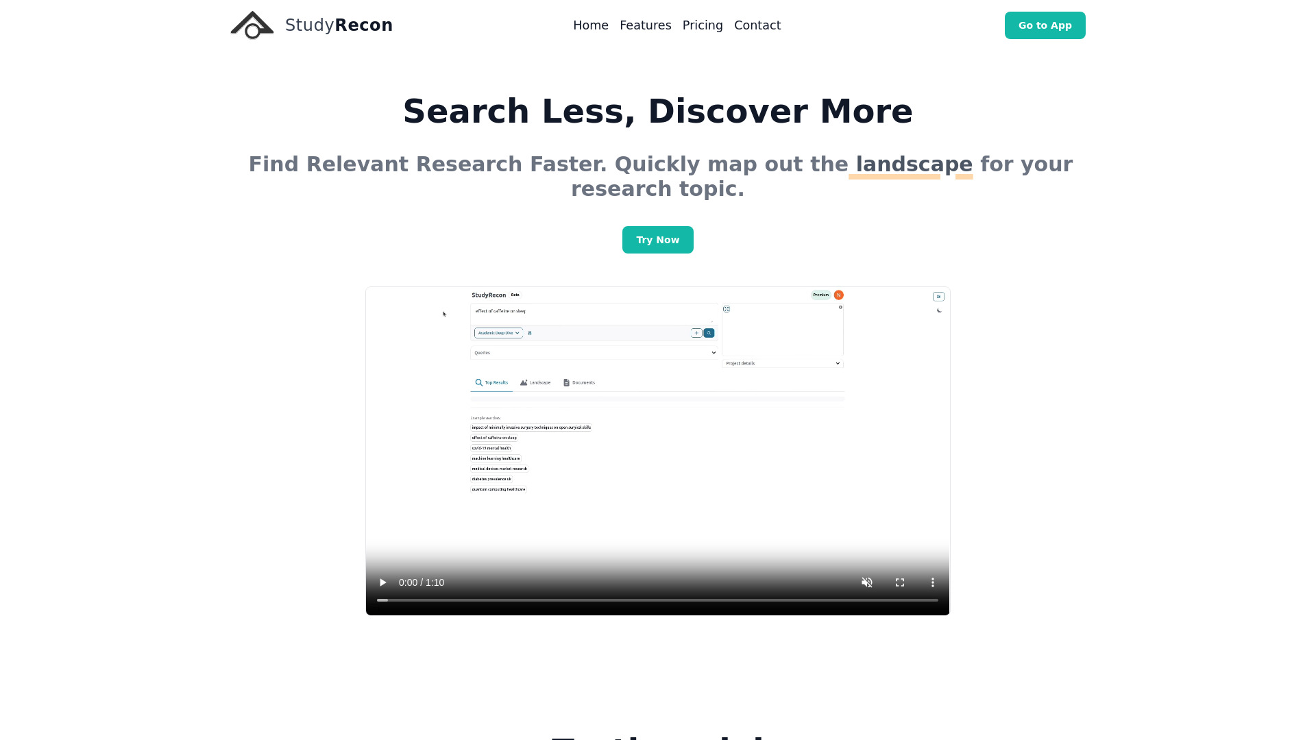 StudyRecon startup – AI Research Tool