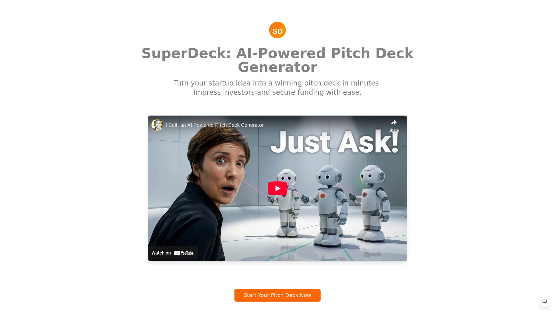 SuperDeck startup – AI Pitch Deck Generator