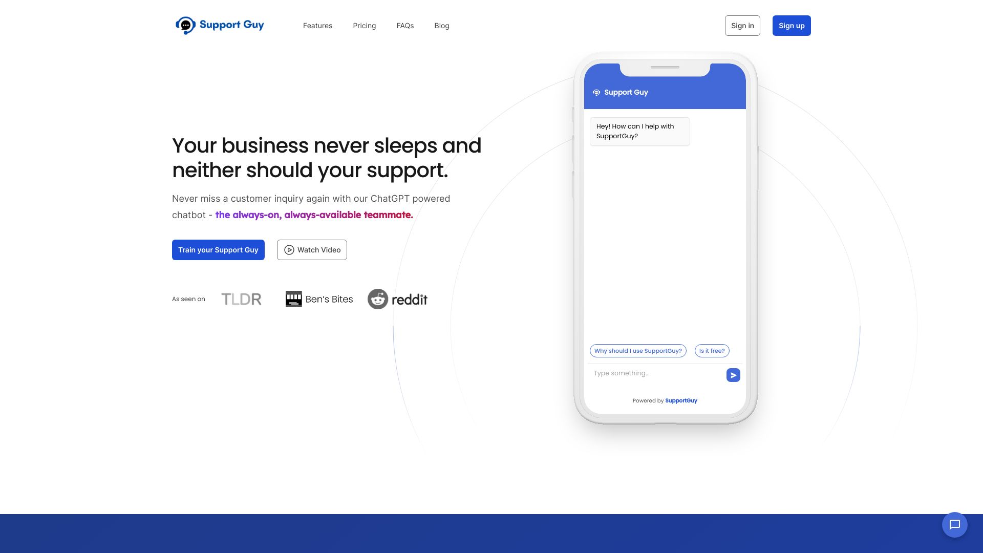 Support Guy startup – AI Chatbot