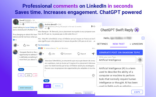 Swift Reply - ChatGPT for LinkedIn: replies + startup – AI Reply