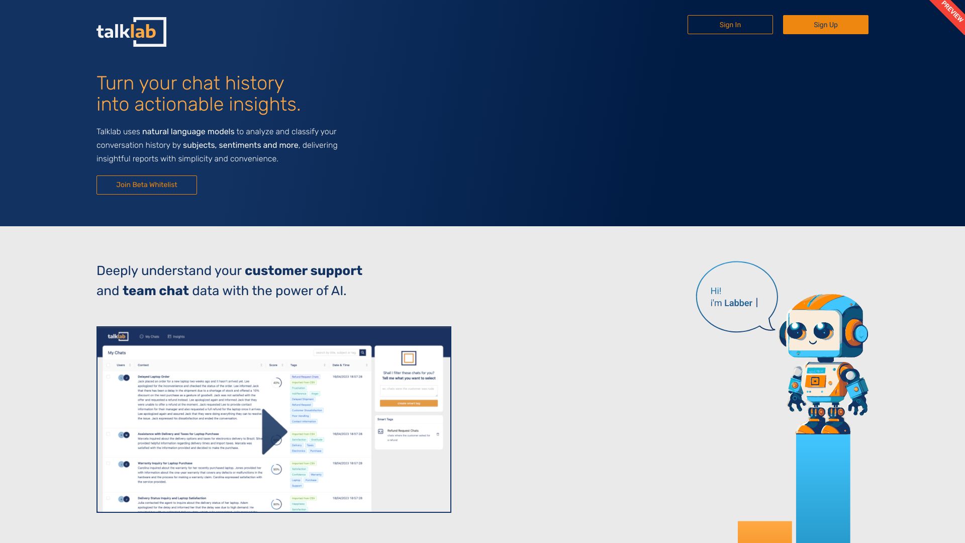 Talklab startup – AI Customer Service