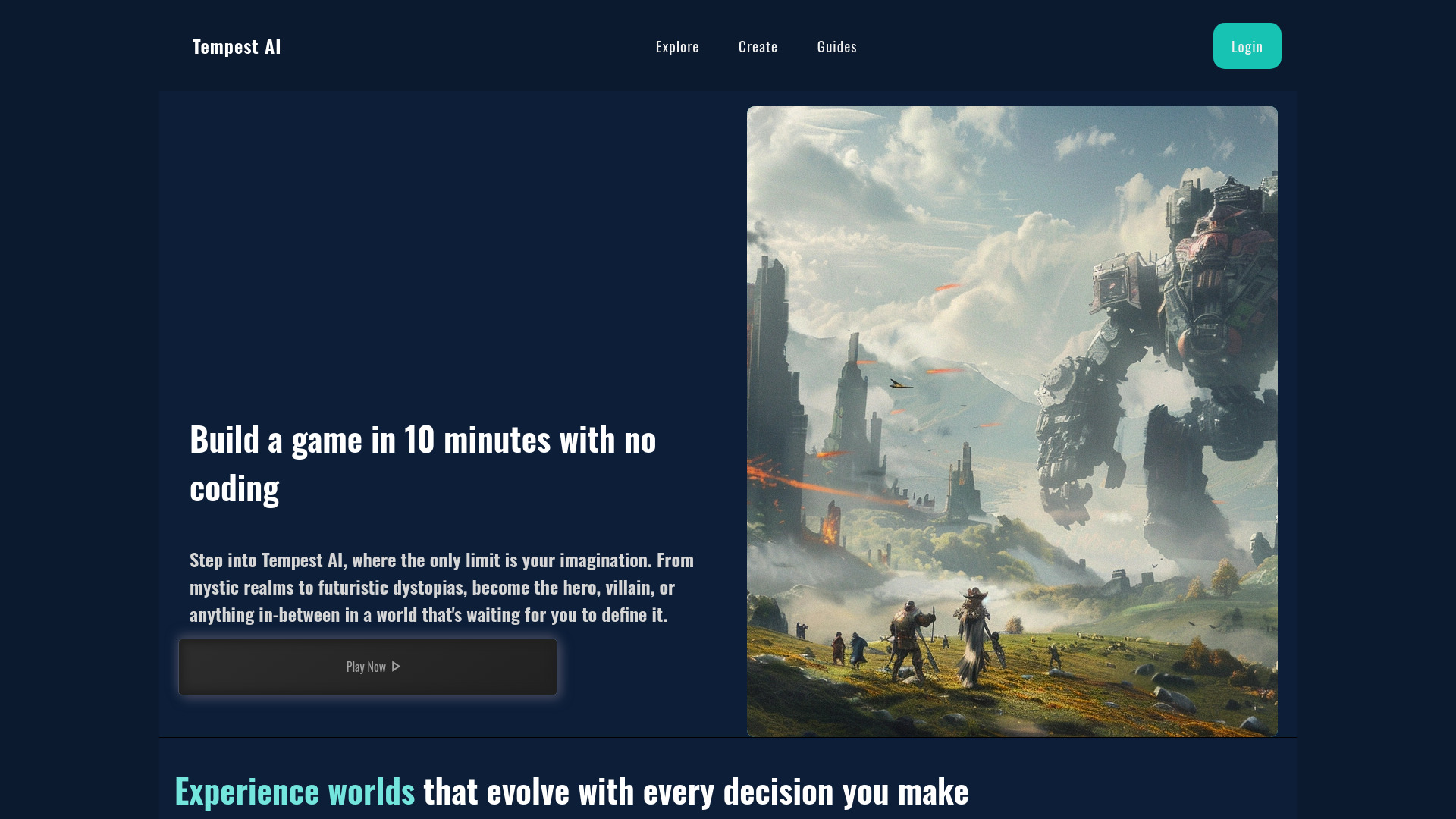 Tempest AI startup – AI Game Generator